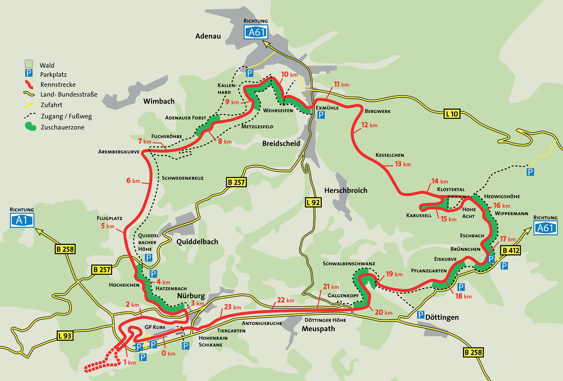 observer les courses au Nürburgring map